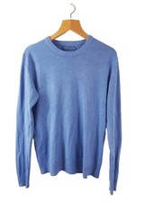 MENS EASY BLUE ROUND NECK KNITTED JUMPER SIZE MEDIUM