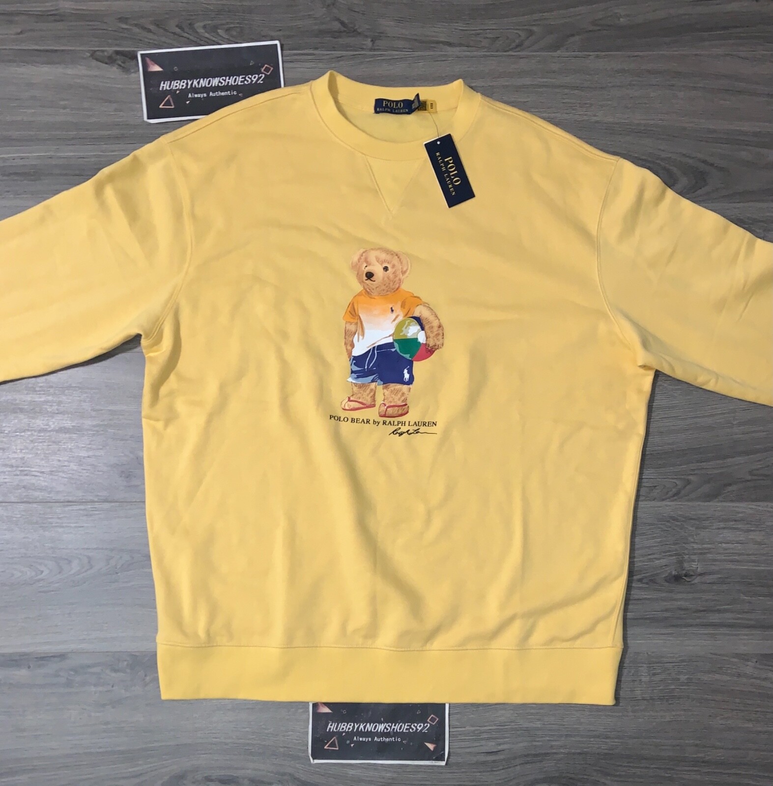 PONY Polo RALPH LAUREN da uomo alta e alta polo orso girocollo nuova con etichette