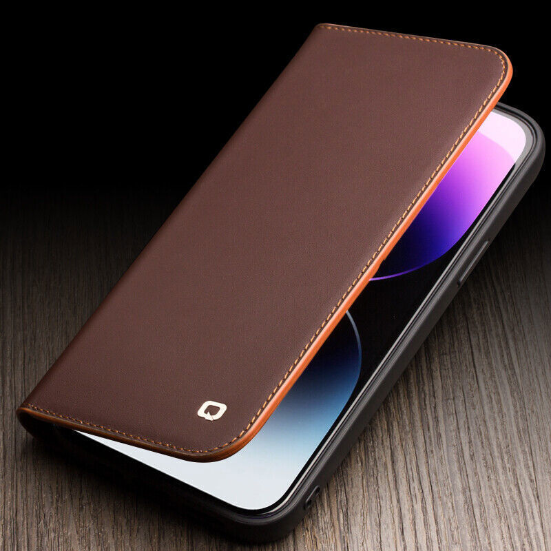 Genuine Leather wallet Flip back Case for iPhone 12 13 14 15 15Pro Max