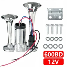 Super Loud Train Electric Air Horn 600DB Dual Trumpets Car Truck Boat RV Speaker