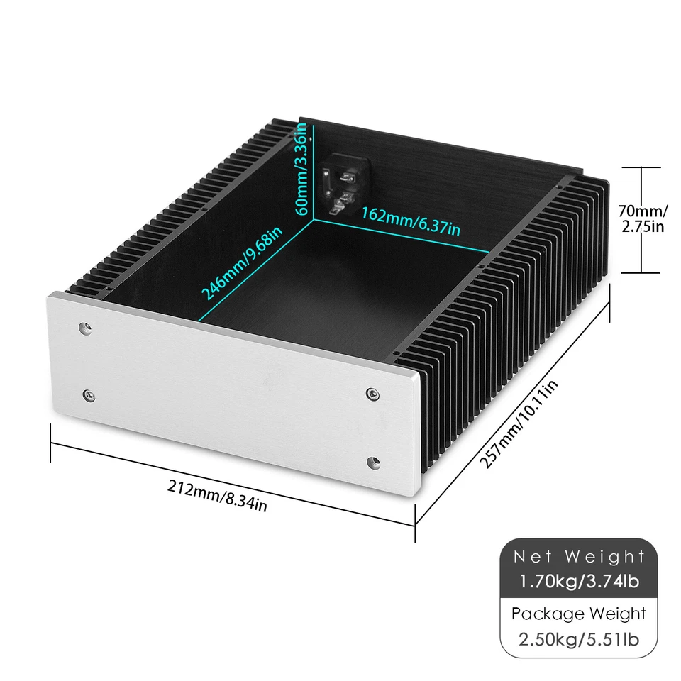 HiFi Verstärker Gehäuse Audio Amplifier Chassis Preamp Enclosure Aluminum Case - Bild 2 von 4
