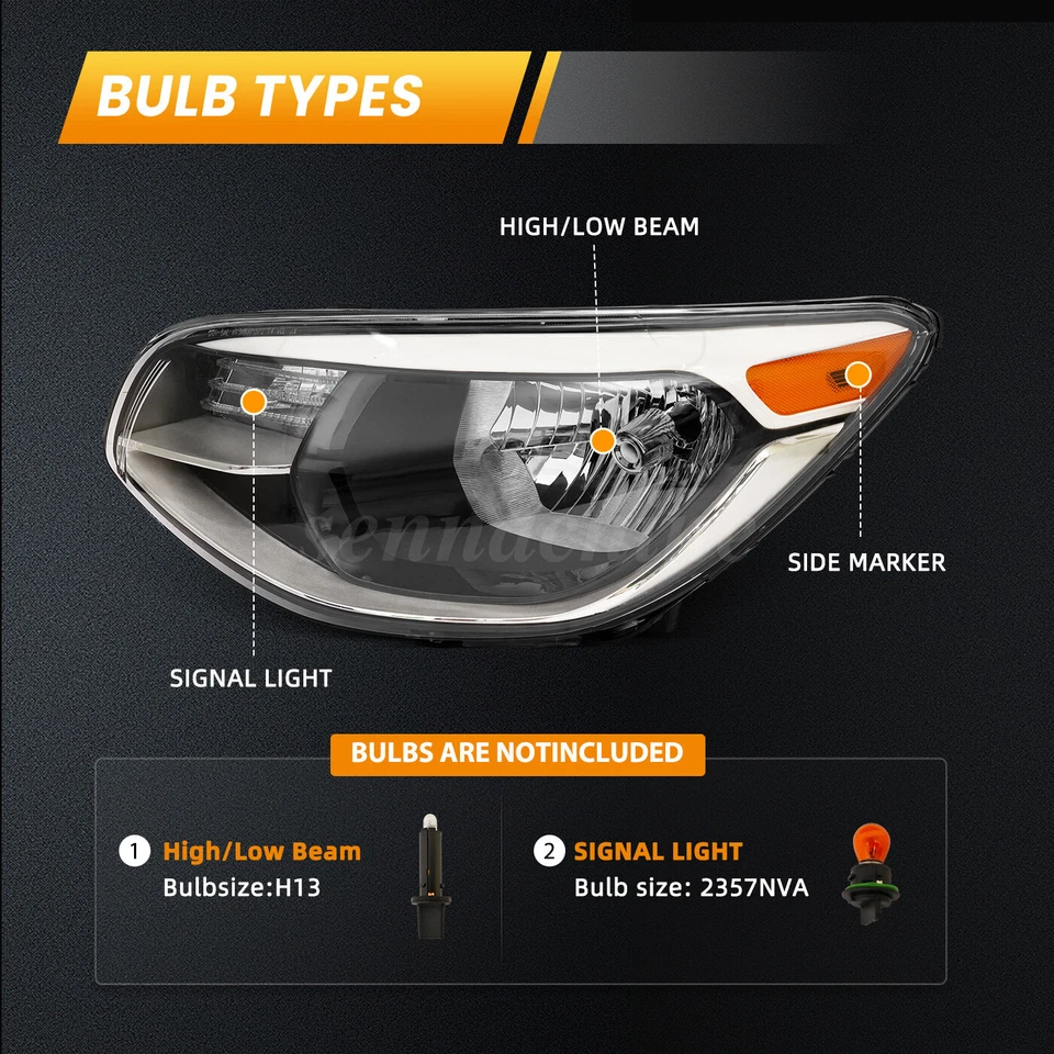 For 2014 2015 2016 2017 2018 2019 Kia Soul Halogen Headlights Headlamps L+R Foto 3 de 4