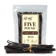Whole Vanilla Beans Grade A For Homemade Vanilla Extract, Baking - 5 Pound