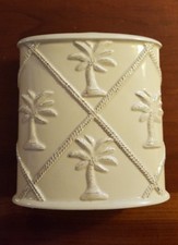 Tommy Bahama Sandy Palms Toothbrush Holder Tan Porcelain Palm Tree 4.5 x 4.25"
