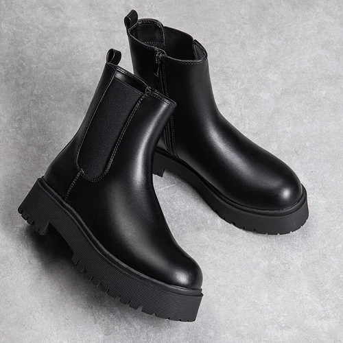 Women Classic Chelsea Booties Low Heel Round Toe Side Zipper Ankle Boots - Bild 1 von 16