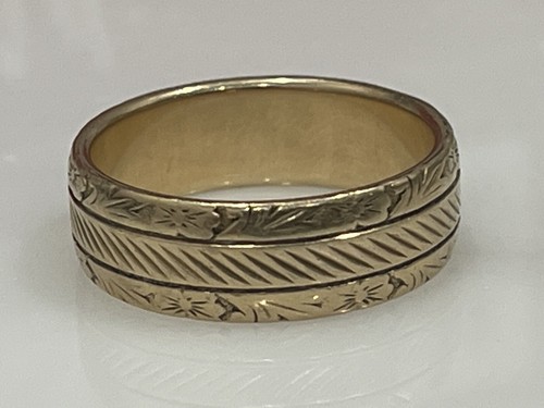 14k Yellow Gold Stamped Vintage to Antique 7.25mm Unisex Band Wedding Or 8.7g - Picture 6 of 6