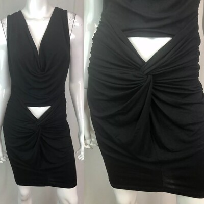 AM:PM Espiral Women's 6 Black Stretch Cowl Tank Draped Mini Bodycon Sheath Dress