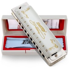 Blues Harmonica Key of C, 10 Holes Diatonic Mouth Organ Harmonica with White ...