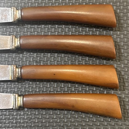Vintage Steak Knives Sheffield England Brown Bakelite Handle Set Of 4 - Picture 3 of 7