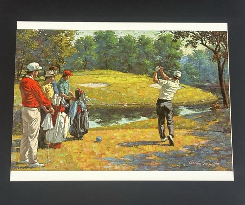 Arthur Sarnoff Golf Print 1969 DAC NY Vintage Mid Century Golfers Tee Shot Art