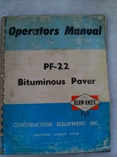 Blaw-Knox  PF-22 Bituminous Paver,  Operator's Manual 