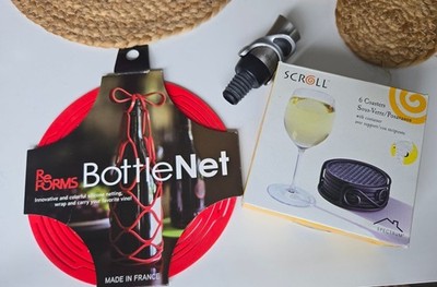 Reforms BottleNet Silicone Wine Tote 6-Coaster Set With Holder OXO Wine Gifts