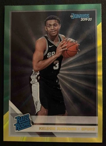 2019-20 Panini Donruss Keldon Johnson #227 Holo Green and Yellow Laser RC Spurs