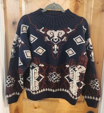 Vintage Jones New York 100 Wool Handmade Knit Sweater Size Medium