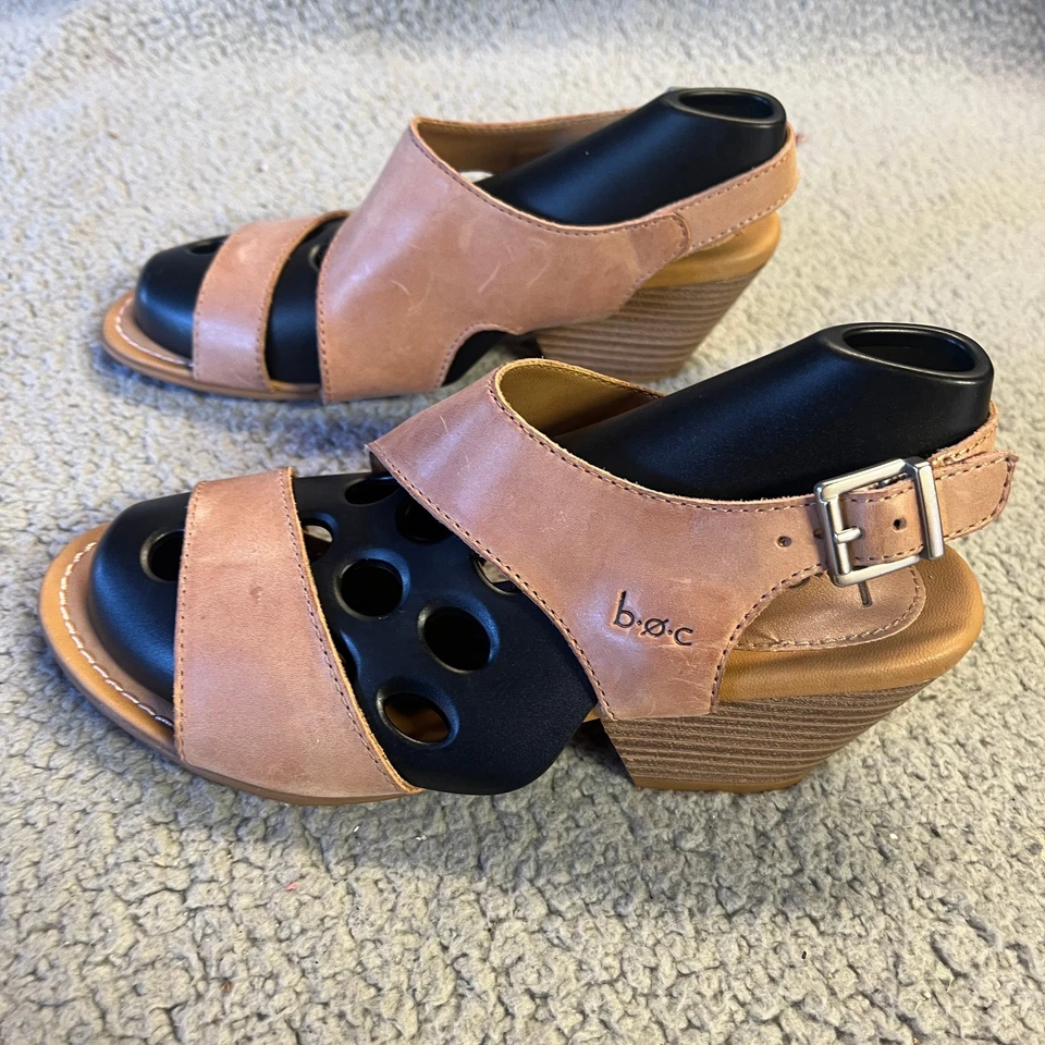 Sandalias BOC Angelo para mujer 6 beige cuero tostado cuña plataforma honda Foto 2 de 4