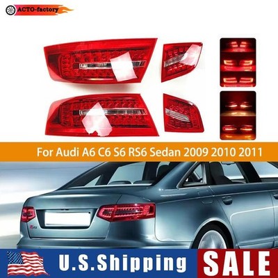 Pair LED Tail Light Taillight Assembly For Audi A6 C6 S6 RS6 Sedan 2009-2011
