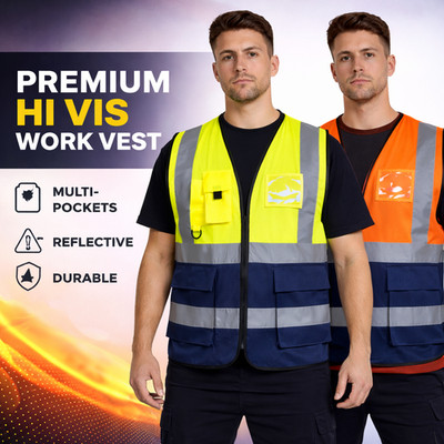 Hi Viz Vis Weste 2Tone Warnschutz Executive Weste Weste Telefon Ausweistaschen