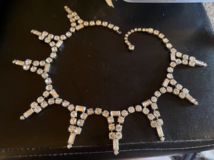 VTG Silver Rhinestone Choker Necklace Gorgeous Royalty Status As Is No Closure