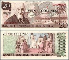Costa Rica 20 Colones, 1982, P-238c.9, UNC
