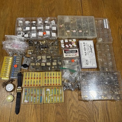 3 Vintage Watches And Huge Watch Band Repair Lot, See Description And Photos