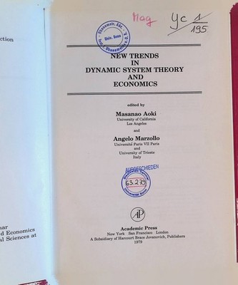 New Trends in Dynamic System Theory and Economics Marzollo, Angelo and Masano Ao