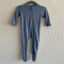 Kyte Baby Bamboo Blue Infant One Piece Zip Pajamas Size 0-3 Months