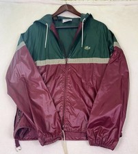 Vintage Izod Lacoste Jacket Mens Medium Red Colorblock Hooded Windbreaker 80s