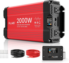 2000W Pure Sine Wave Inverter 12V DC to 110V/120V AC Converter, Surge 4000W, 2 A