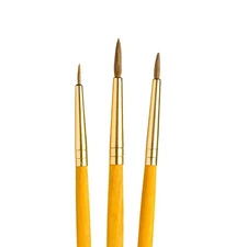 REALVALUE BRUSH SET 3CT YLW ALL RND NATURAL SABLE HAIR, ST