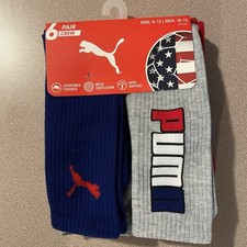 PUMA Men's World Cup Soccer Crew Socks U.S.A. Soccer Shoe Size 8-12 6 Pair NEW