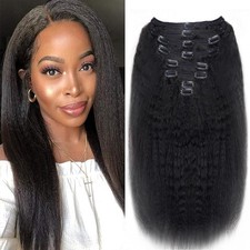 Clip in Hair Extensions Real Human Hair Clip Ins 100% Unprocessed Brazilian V...