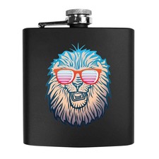 6oz (170ml) 'Cool Lion Head' Pocket Hip Flask (HP00031780)