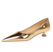 Chic Women's Dress Office Work Pumps Kitten Heel Pointed Toe Faux Leather Shoes