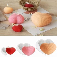 Frosted Grid Woven Heart-Shaped Candle Silicone Mold DIY Gypsum Aromatherapy