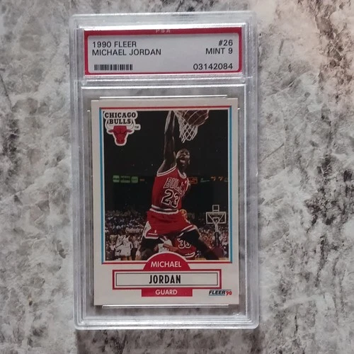 Fleer 1990-91 Michael Jordan #26 PSA 9 Chicago Bulls Black Line Card
