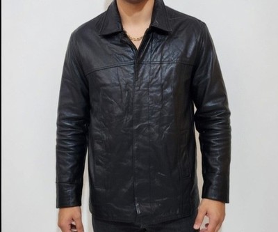 Coats Mantel Schwarz Echtleder Vintage Echtleder Größe L