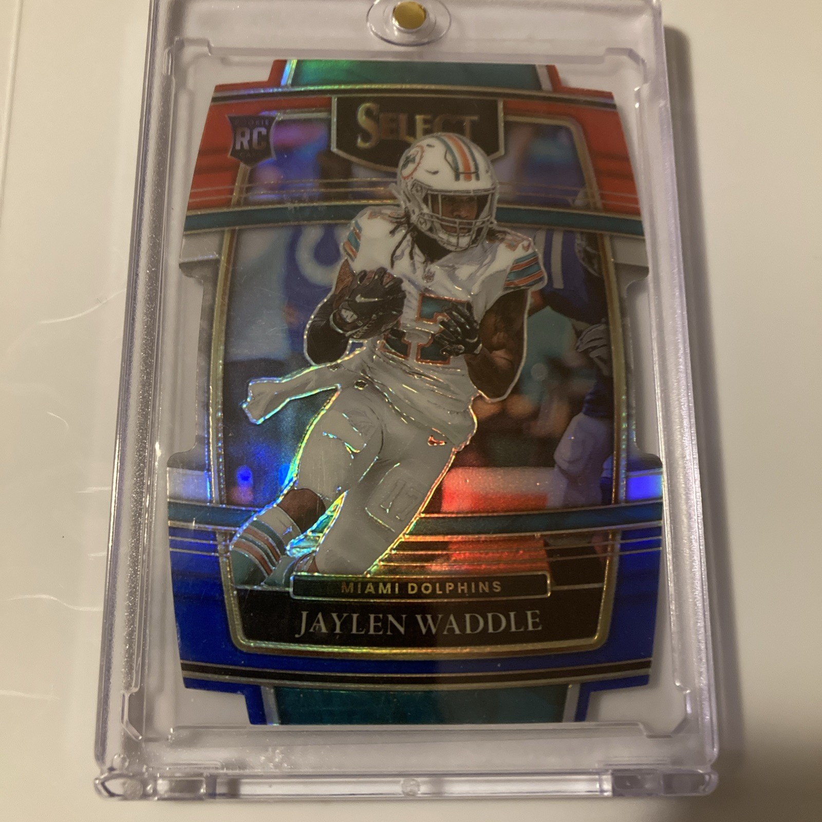 2021 Panini Select Prizm Jaylen Waddle Red Blue Die Cut Holo #48