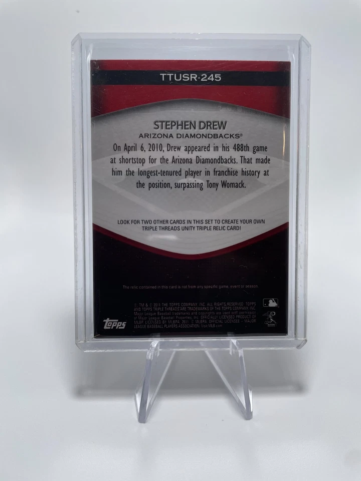 2011 Topps Triple Threads Stephen Drew Unity Relic /36 #TTUSR-251 - Image 2 of 2