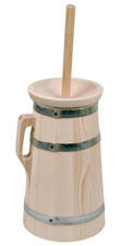 Butterfass Fichten-Holz 3-teilig für ca. 2 Liter Butter zur Butterherstellung