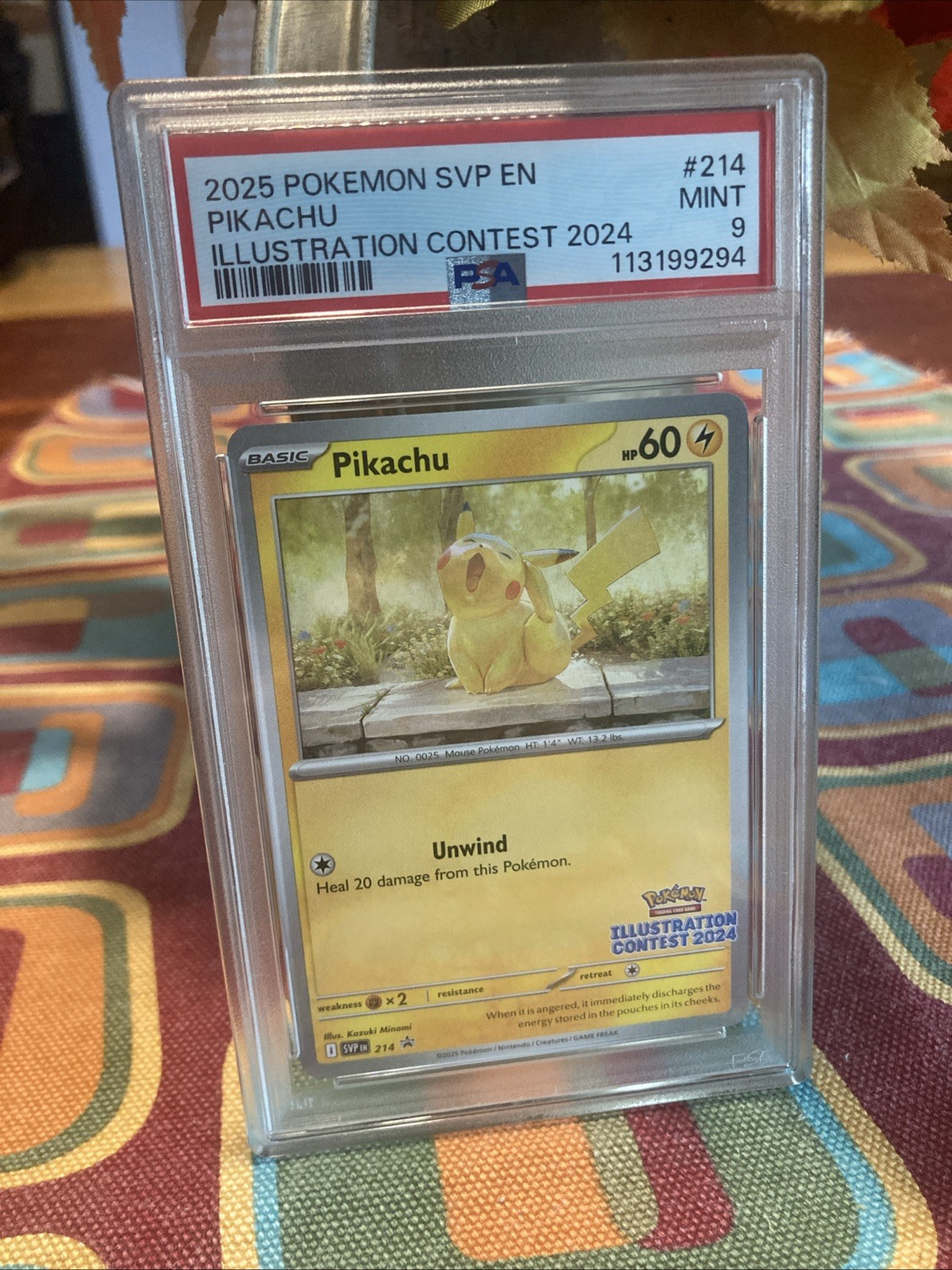 2025 POKEMON SVP EN-SV BLACK STAR PROMO ILLUSTRATION CONTEST 2024 PIKACHU PSA 9
