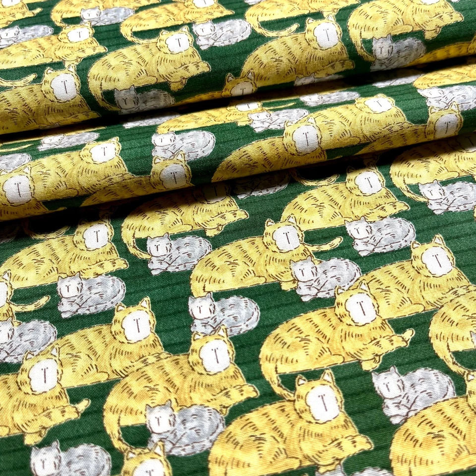Moda Country Store by Deb Strain Cats on GREEN Fabric 1 YARD 100% Cotton - Image 2 of 4