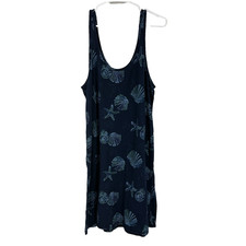 Fresh Produce Women XL Tank Dress Beach Nautical Vacation Navy Blue Seashell