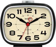 NEW Small Retro Analog Alarm Clock, Silent Non-Ticking, Battery Powered 