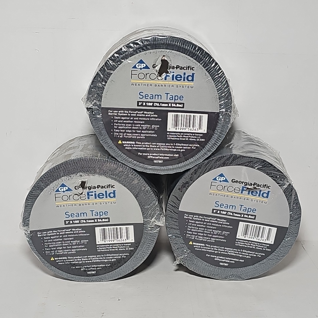 3 PACK Georgia-Pacific ForceField Seam Tape 3" x 180' Weather Barrier Tape