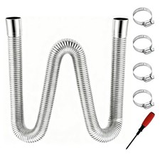47.2" Stainless Steel Exhaust Hose, 1 inch Flexible Exhaust Pipe with 4 Hose ...