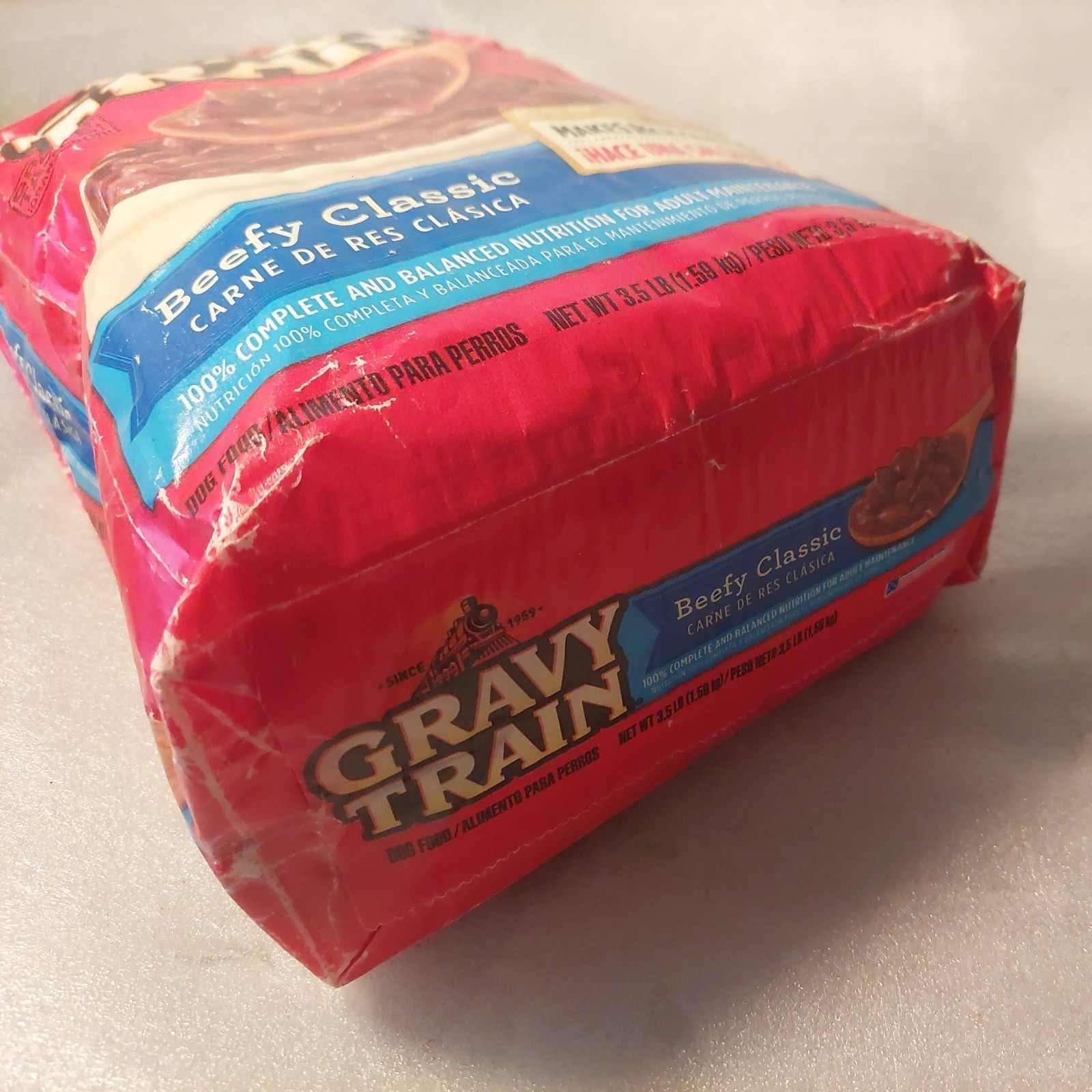 1- Bags Gravy Train Beefy Classic 3.5 Pound Bags of Dog Food Makes Rich Gravey