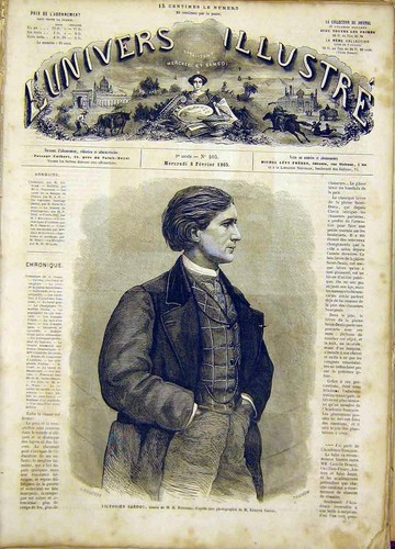 Original Old Antique Print Portrait Victorien Sardou Rousseau French 1865 19th