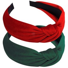 Chanaco Christmas Headbands for Women 2Pcs 1 Count Pack of 2 , Red, Green