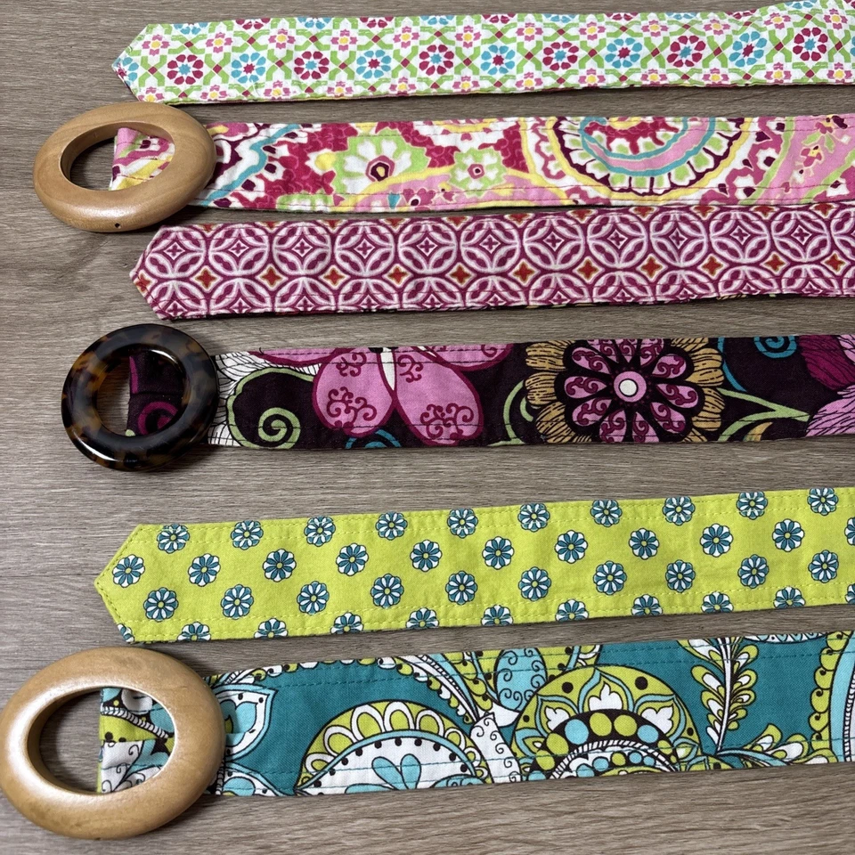 3 Cinturones de Tela Reversibles Vera Bradley 44” Cintura Pavo Real Mod Floral Capri Melón Foto 2 de 4