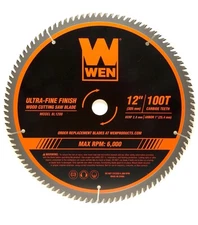 Wen 12 Inch Professional Woodworking Saw Blade 100 Teeth Ultra Thin Cut